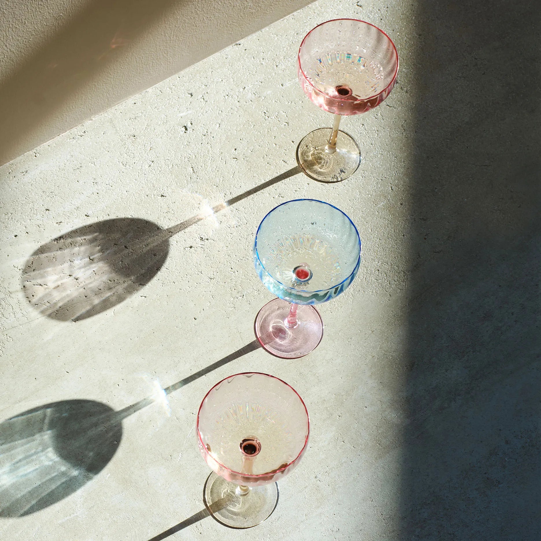 Candy Champagnerglas Blau/Rose